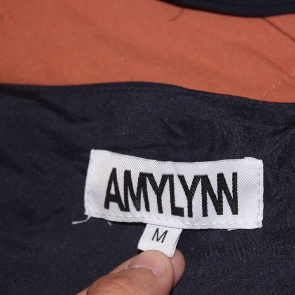 NWOT AMYLYNN One Shoulder  Satin Navy Blue Dress Women Size Medium - Picture 12 of 14